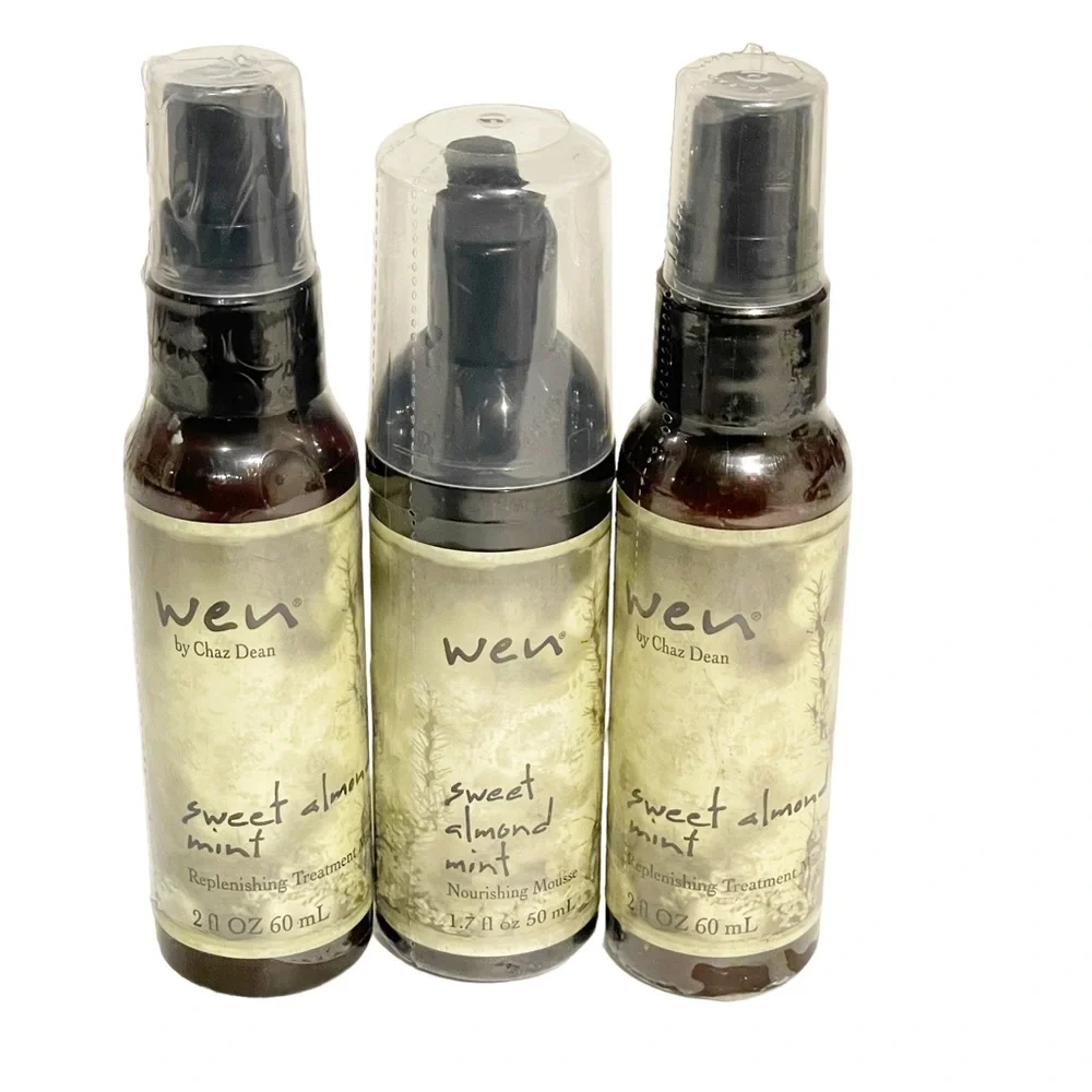 Wen Sweet Almond Mint Nourishing Mousse Replenishing Treatment Bundle 2oz NEW‎